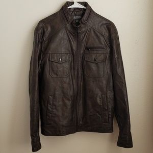Kenneth Cole Faux Leather Moto MensJacket | Size M